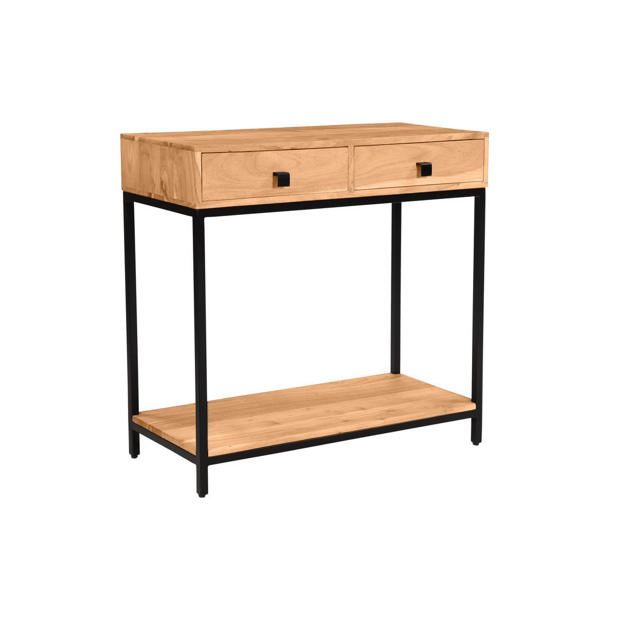 KONSOLE 2 Schubladen Akazienholz Metall B80 cm AXELLE - Dunkelbraun, Holz (80/35/76cm) - Miliboo