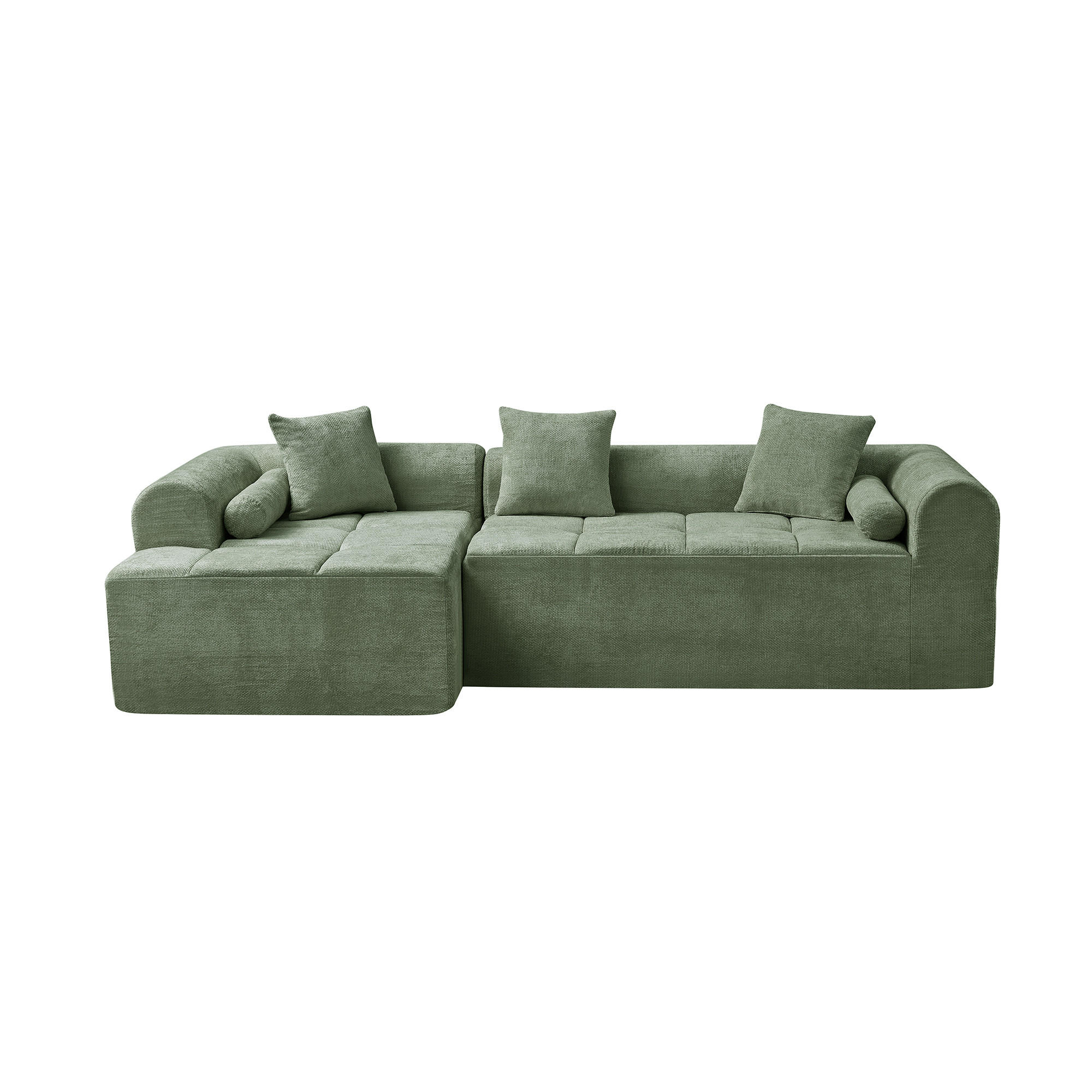 ECKSOFA 263/132.5/68 cm Grün Chenille - Grün, Textil (263/132.5cm) - Oxeza