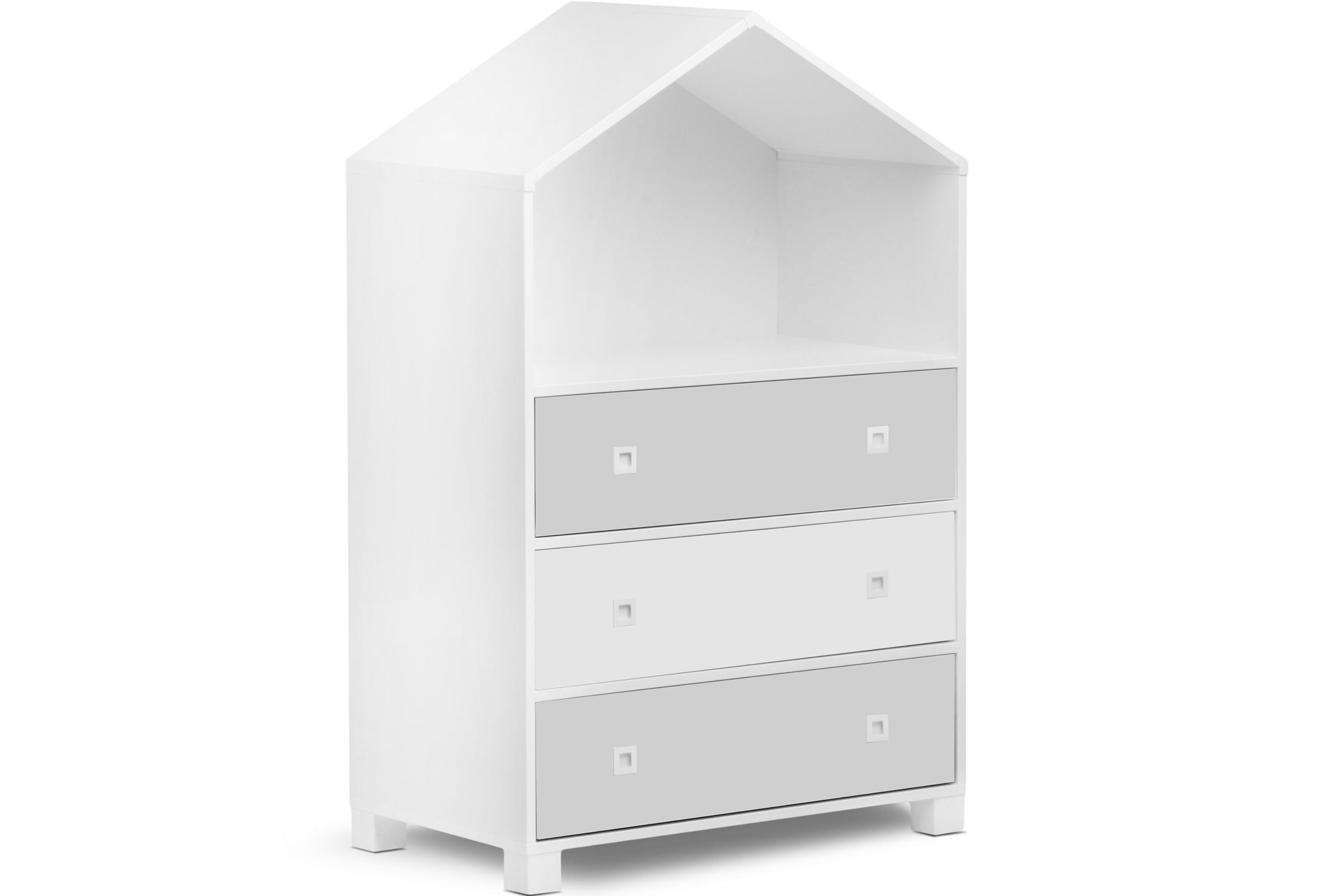 KINDERKOMMODE MIRUM mit 3 Schubladen und Einlegeböde, Weiß/Grau - Weiß/Grau, Holz (80/126/45cm) - KONSIMO®