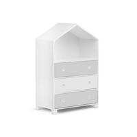 KINDERKOMMODE MIRUM mit 3 Schubladen und Einlegeböde, Weiß/Grau - Weiß/Grau, Holz (80/126/45cm) - KONSIMO®