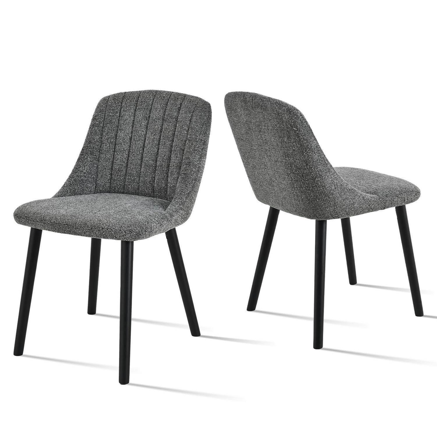 ESSZIMMERSTUHL 2er Set Grau Samt Holzbeine - Grau, Textil (48.5/81/43.5cm)