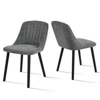 ESSZIMMERSTUHL 2er Set Grau Samt Holzbeine - Grau, Textil (48.5/81/43.5cm)