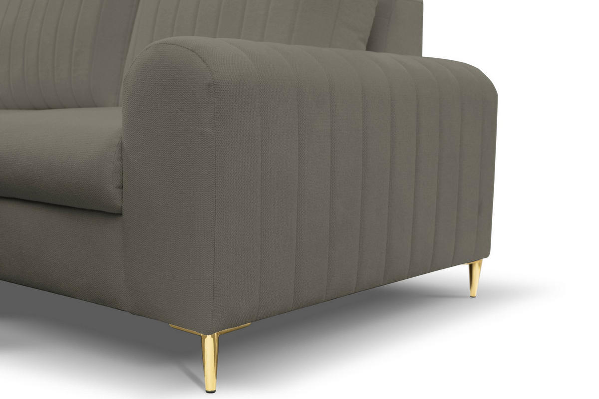 ECKSOFA VERONA L-S Grau Geflochtener Stoff mit Schlaffunktion - Grau, Holz (251/164cm) - MASSENO