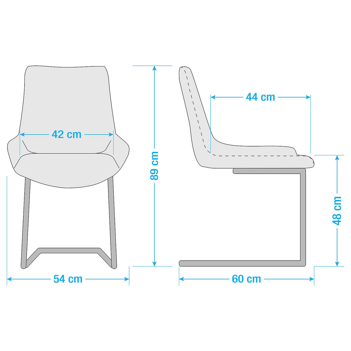 FREISCHWINGER - 2er-Set - Kunstleder - Grau, Kunststoff/Textil (54/89/60cm) - home24