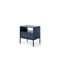 NACHTISCH - Bettisch Melody MS54 Dunkelblau + Schwarz - Schwarz/Dunkelblau, Holzwerkstoff (54/56/39cm) - Möblo