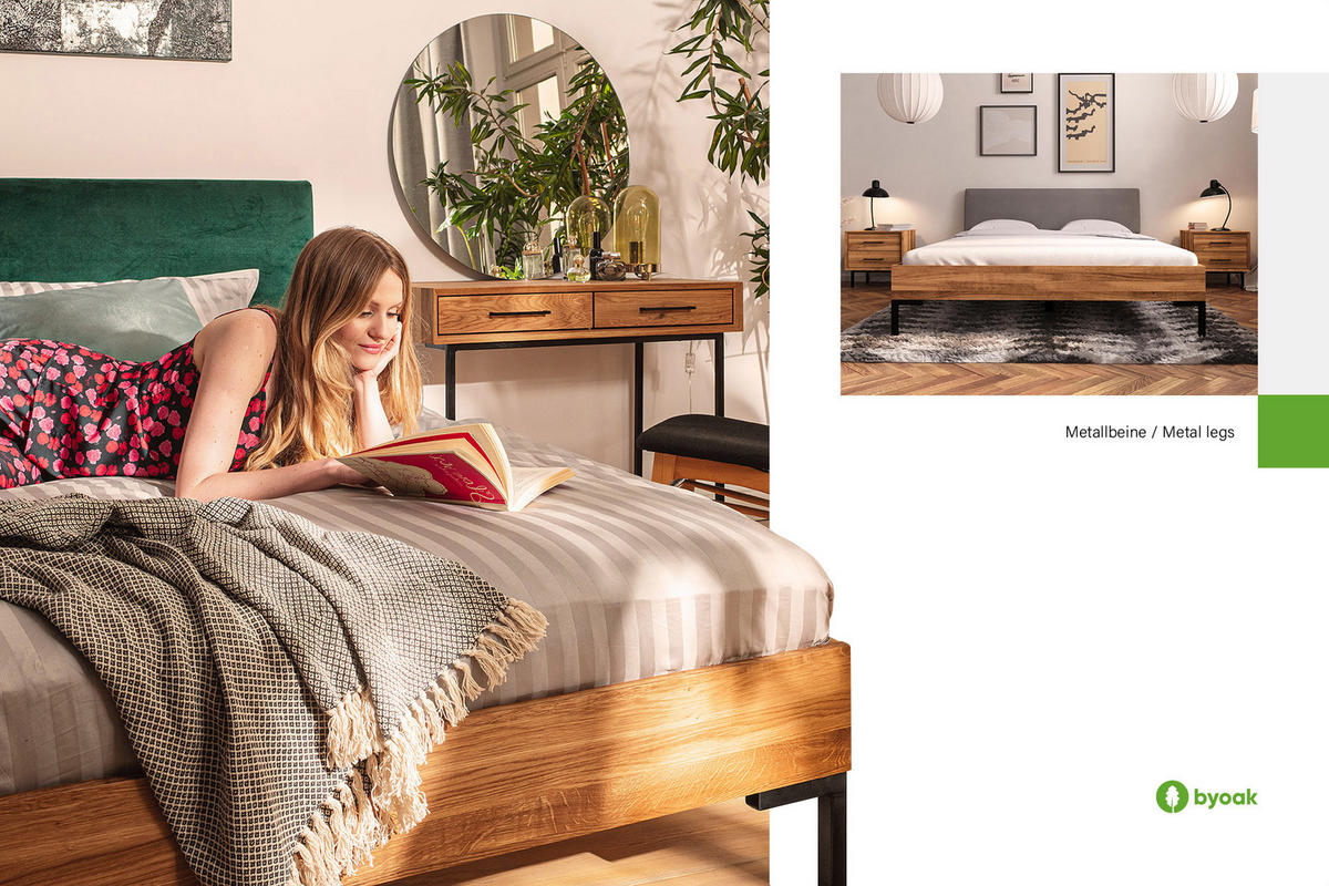 BETT LEON 1 180x190 Kernbuche - Kernbuche, Holz (180/190cm) - byoak