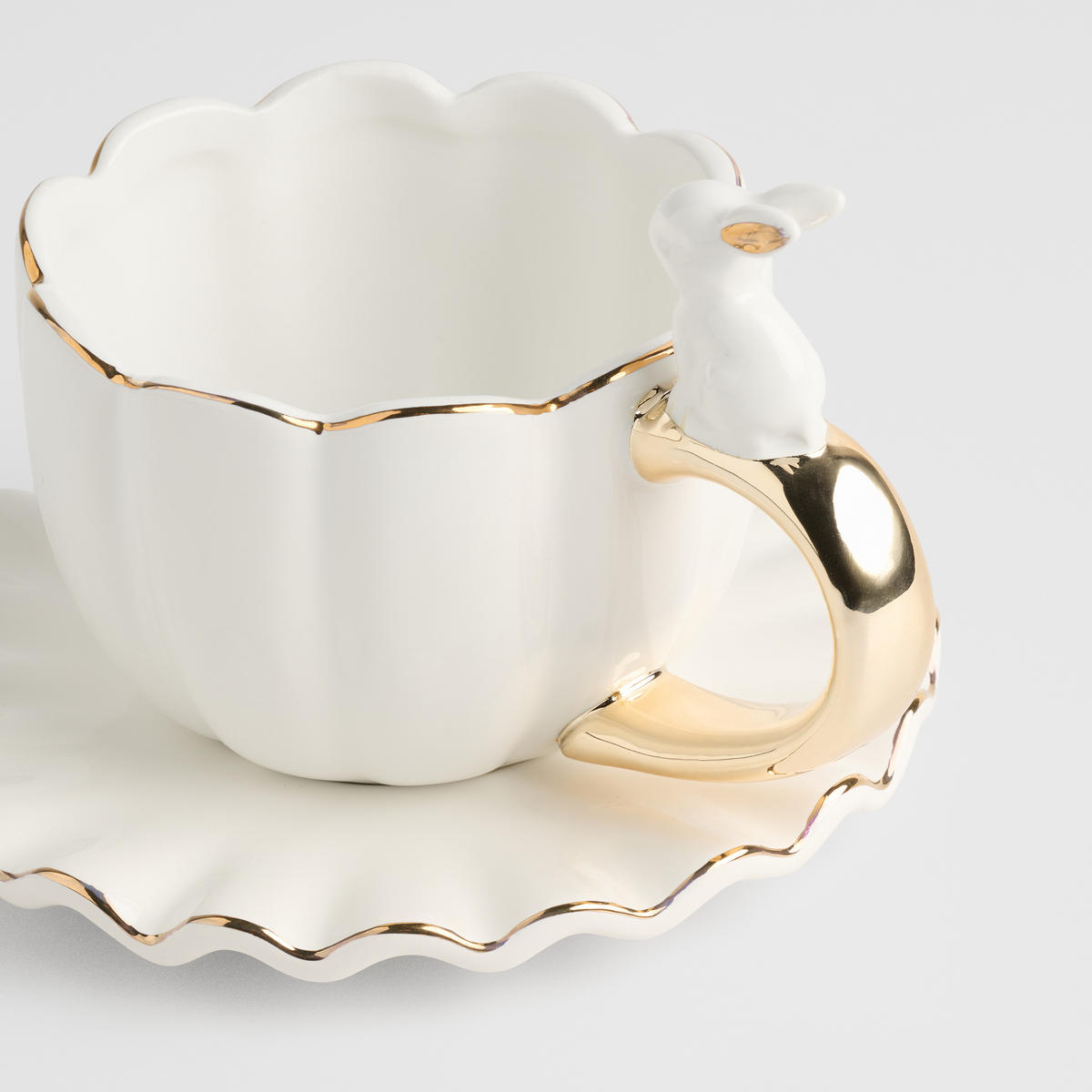 TASSE MIT UNTERTASSE Wonderland - Weiß, Stein (0.28L) - home&you