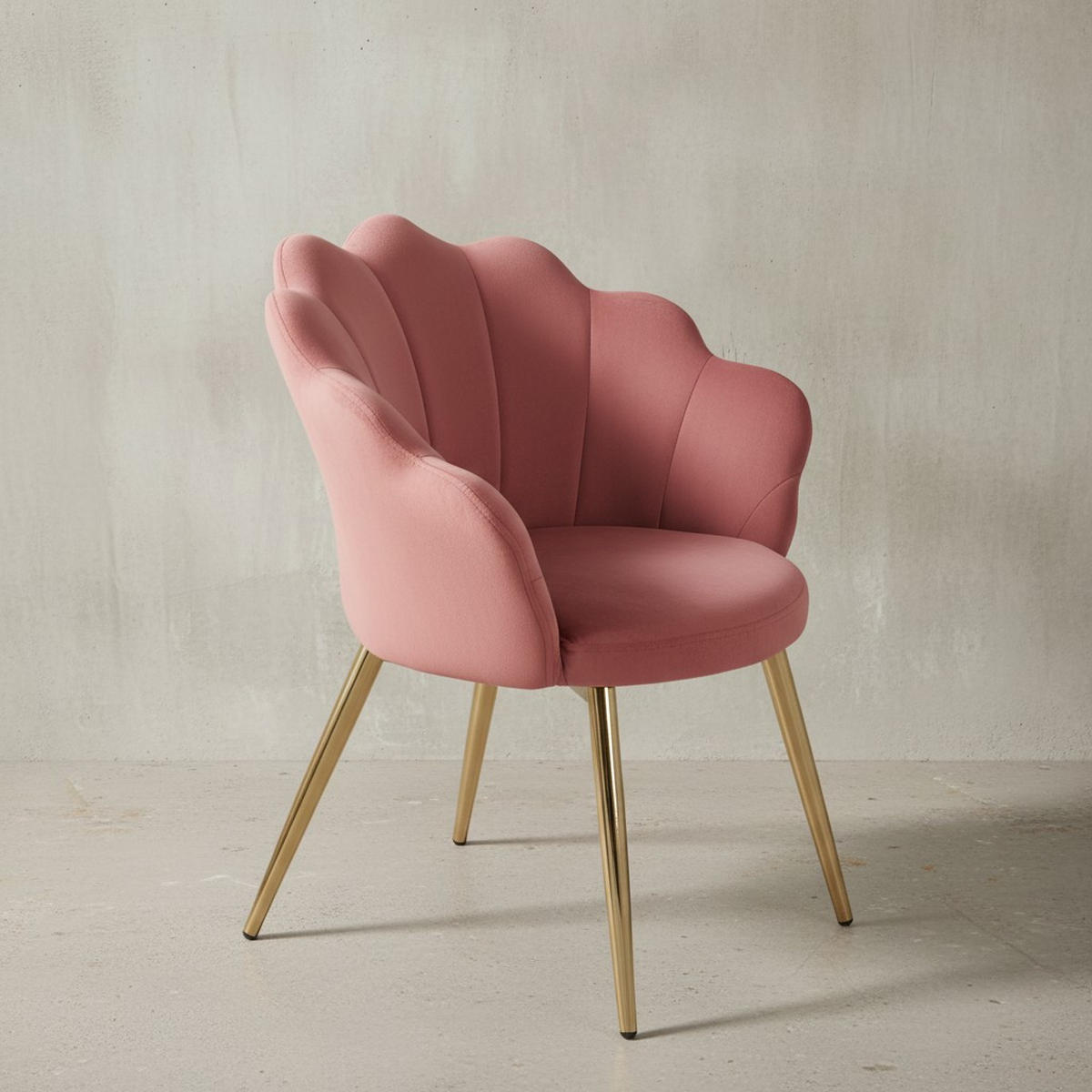 ESSZIMMERSTUHL Samtbezug mit Metallgestell Skandinavisch gepolstert, Rosa 53x48x80 cm - Pink/Goldfarben, Textil/Metall (53/80/48cm) - KADIMA DESIGN