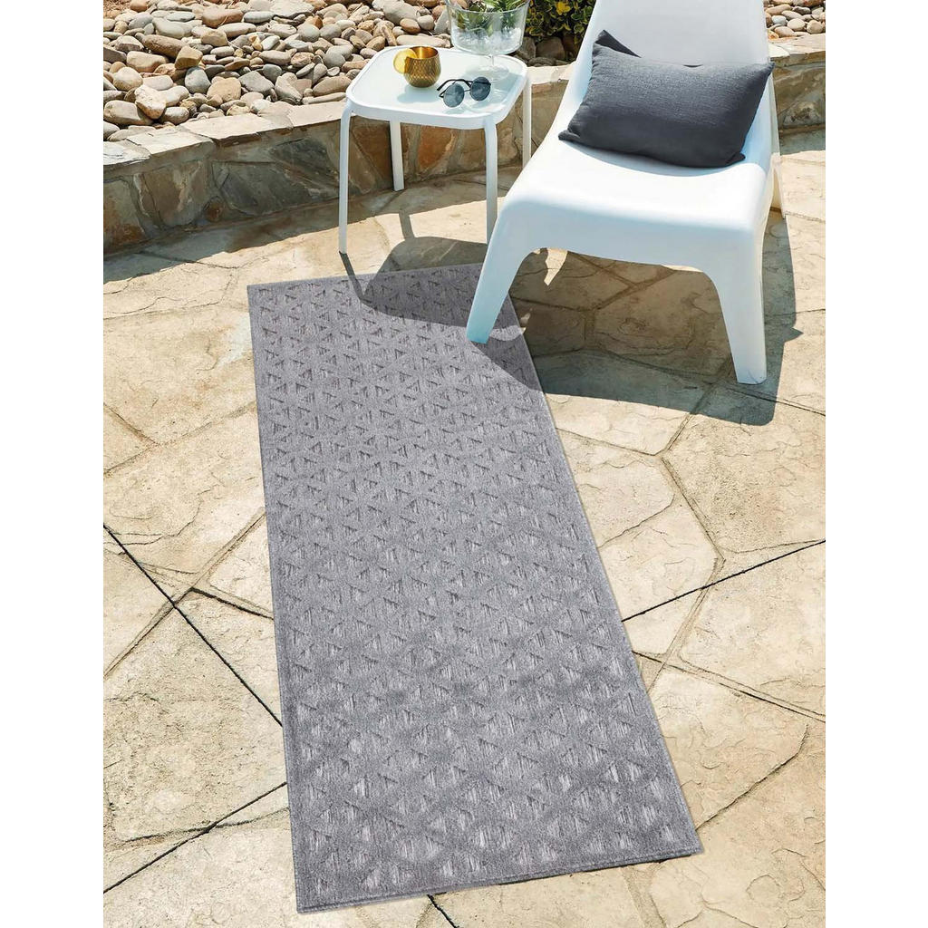 Thumbnail - carpet city Outdoor-Teppich, Anthrazit, Textil, Grafikmuster, Rechteckig, 80x250 cm, Oeko-Tex® Standard 100, pflegeleich...