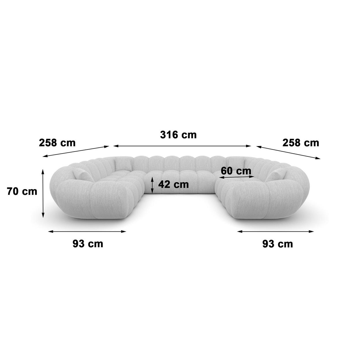 WOHNLANDSCHAFT Liva Schwarz Kunstleder U-Form XXL Panorama - Schwarz, Kunststoff (316/70/258cm) - VAROYAL