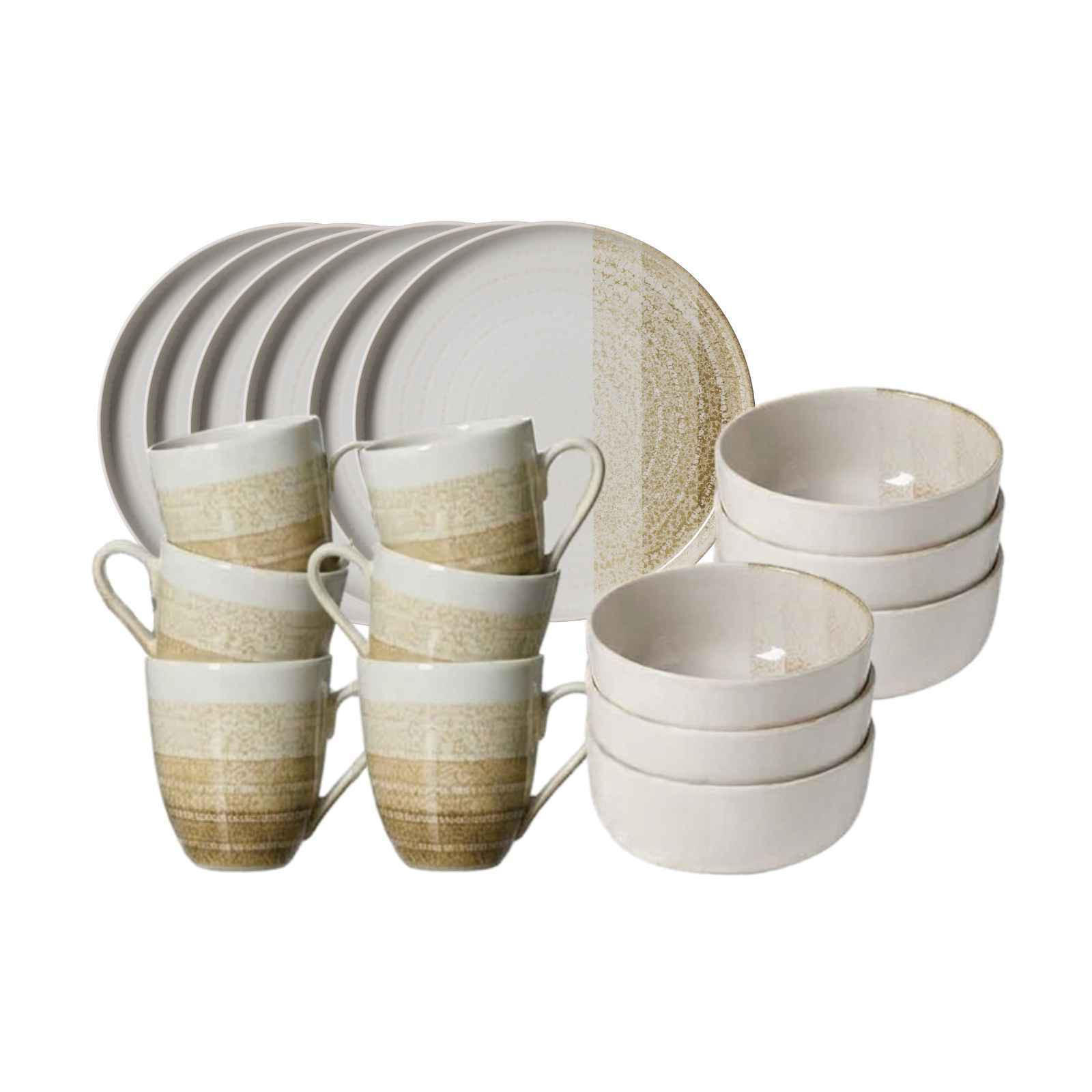 FRÜHSTÜCKS-SET Trio Creme 18-tlg. - Creme, Keramik (2/2/2cm) - Ritzenhoff Breker