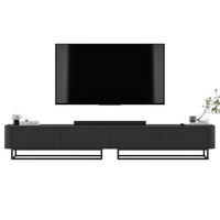 TV skrinka Aurora, set 2 kusov s kovovým rámom, matná čierna, 280 cm - čierna, kov/kompozitné drevo (280/44/35cm) - Meble Lindner