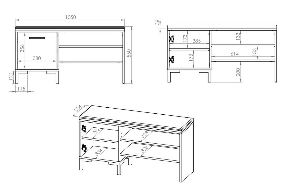 SITZBANK Nevio Artisan Eiche / schwarz 105 / 34 / 55cm - Schwarz/Eiche Artisan, Holz/Holzwerkstoff (105/55/34cm) - Feldmann-Wohnen