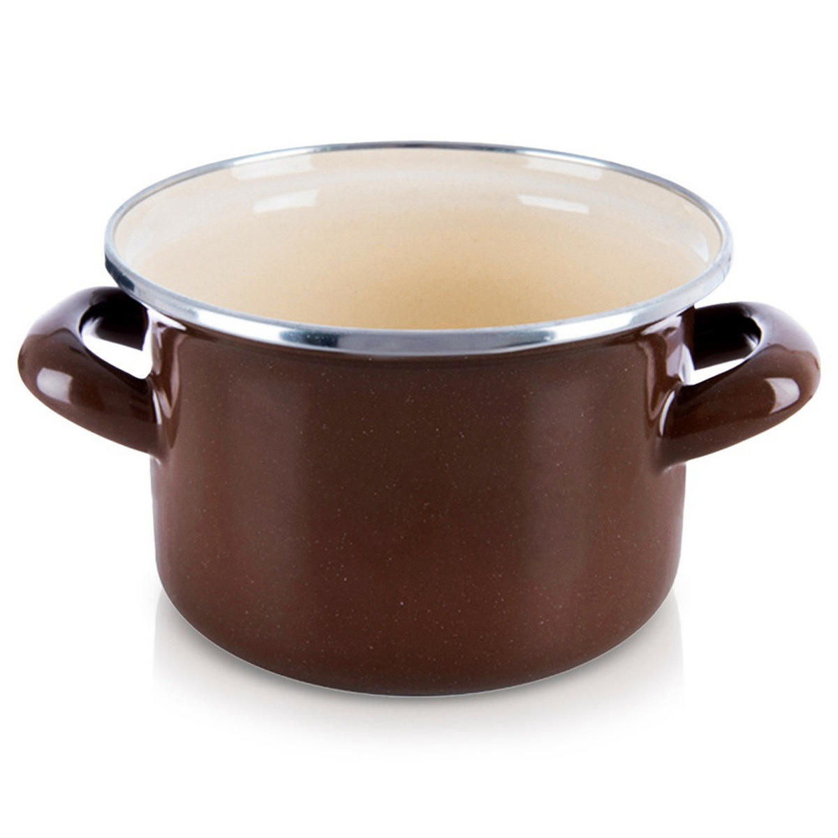 EMAILLIERTOPF Brown mit Griffen braun - Braun, Metall (14cm) - Orion 