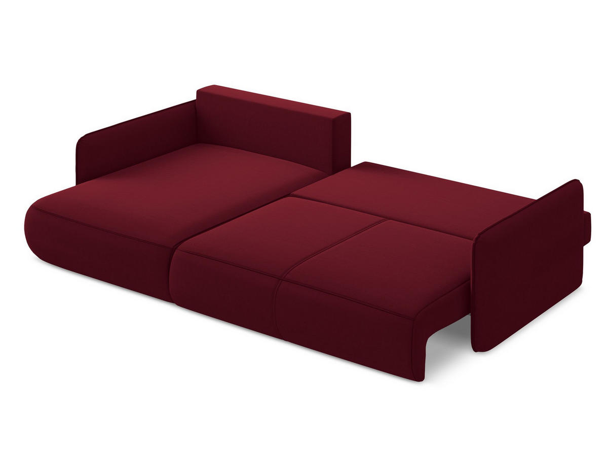 ECKSOFA mit Schlaffunktion Samt Stoff Rot - Bordeaux/Rot, Kunststoff/Textil (148/240cm) - Makamii