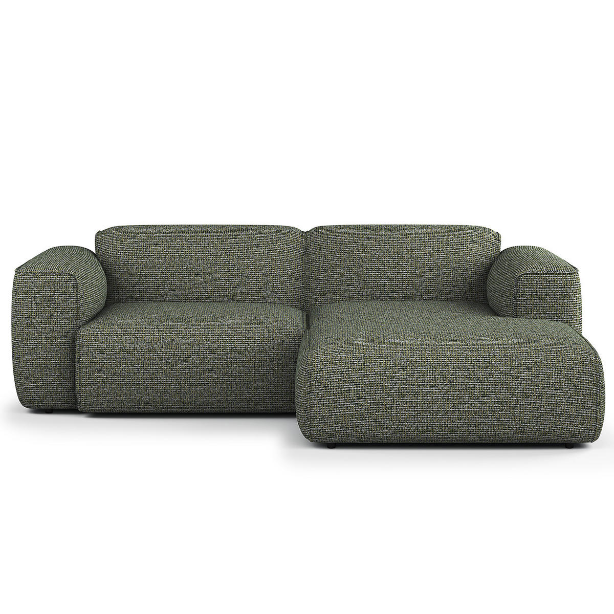ECKSOFA mit XL-Longchair - Schwarz/Grün, Kunststoff/Textil (260/171cm) - home24