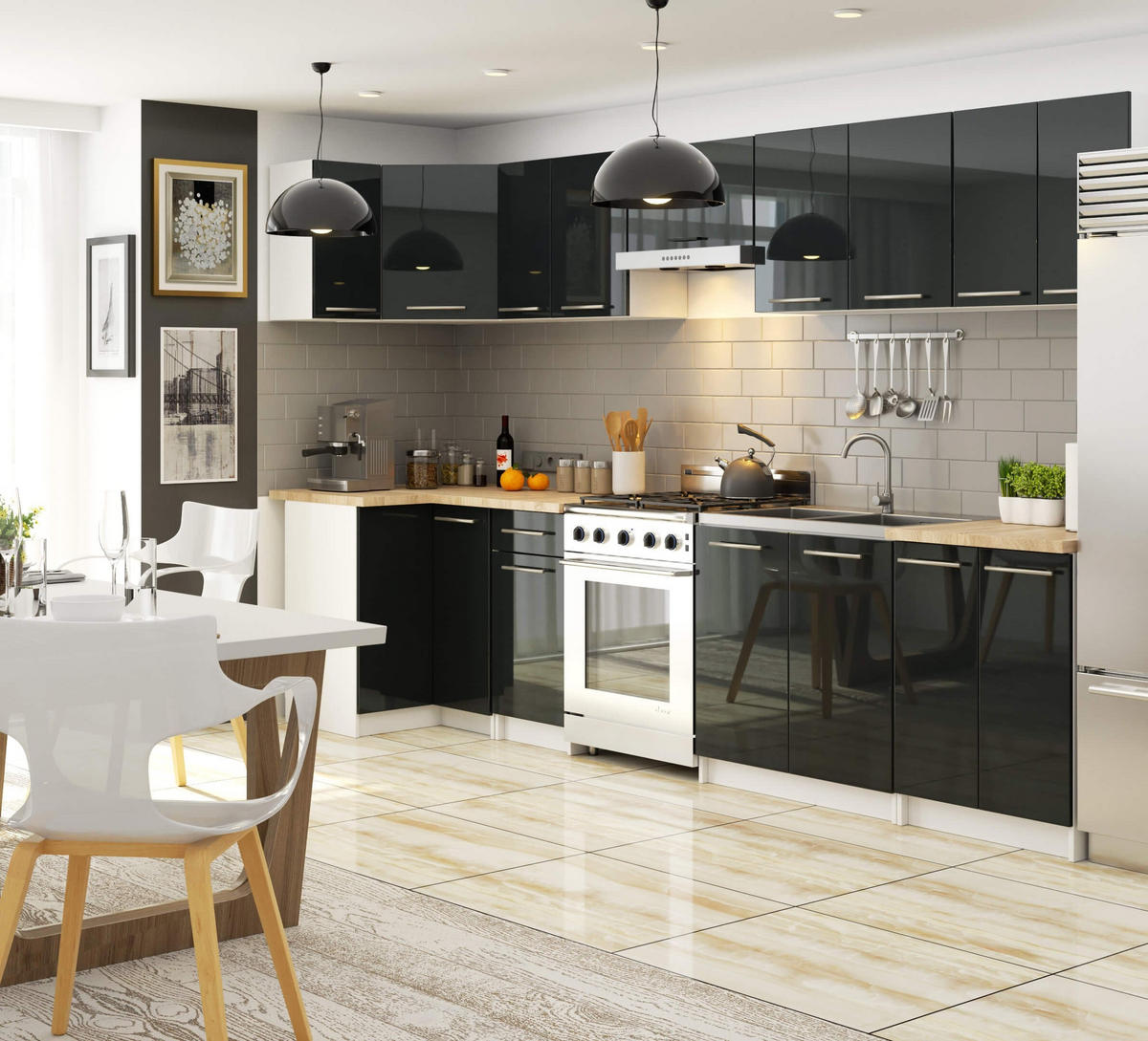 UNTERSCHRANK Weiß, Graphit Glanz 85/60/46 - Anthrazit/Weiß, Holzwerkstoff (60/85/46cm) - RAUMHIRSCH FURNITURE