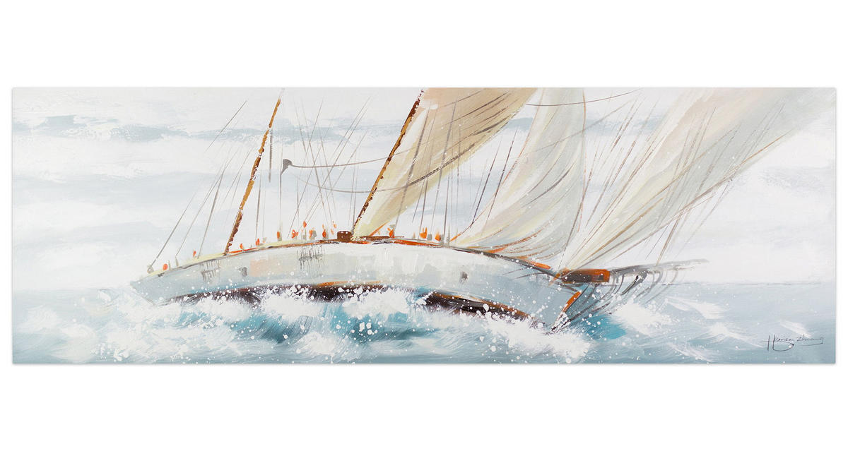 ÖLGEMÄLDE 150/50 cm - Weiß, Holz/Textil (2/50cm) - KUNSTLOFT