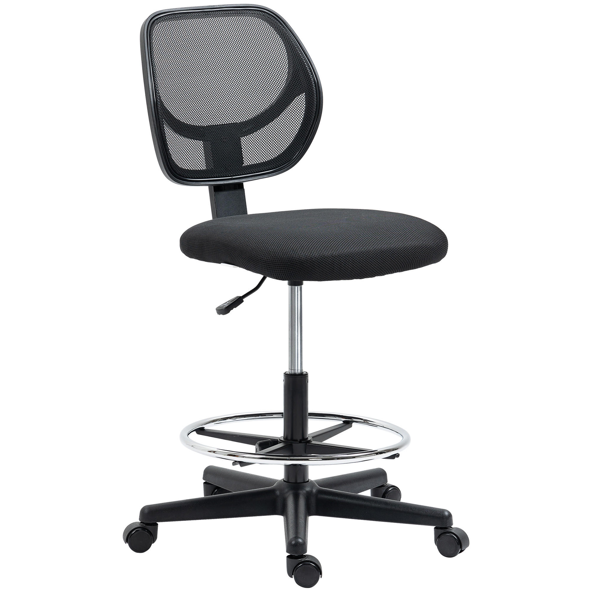 SHOPENTRA STOJACÍ židle, černá, ergonomická, s opěrkou nohou, výškově nastavitelná