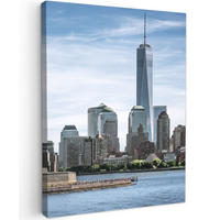 LEINWANDBILD New York - Freiheitsstatue - Wasser 60x80 cm - Hellblau, Textil (60/80cm) - MuchoWow