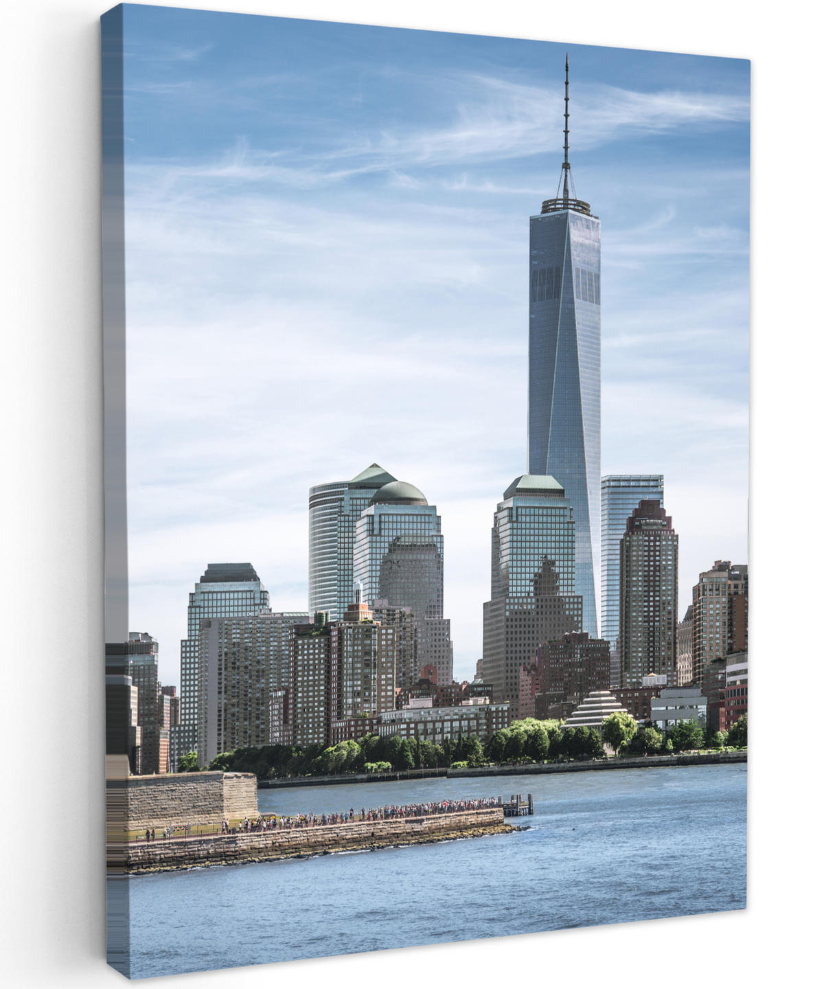 LEINWANDBILD New York - Freiheitsstatue - Wasser 60x80 cm - Hellblau, Textil (60/80cm) - MuchoWow