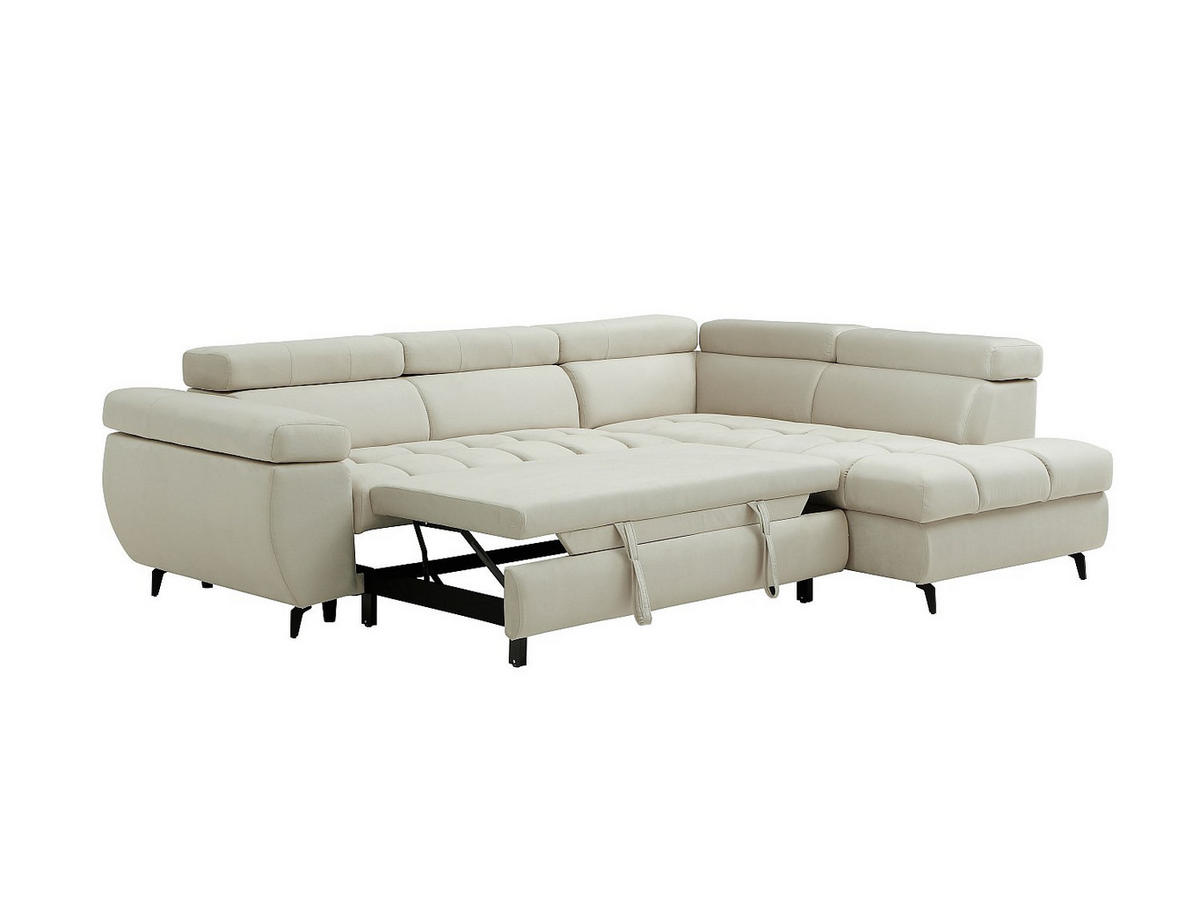SCHLAFSOFA - 5 Personen - Samt - Beige - - Beige, Textil (274/80/204cm) - Vente-Unique