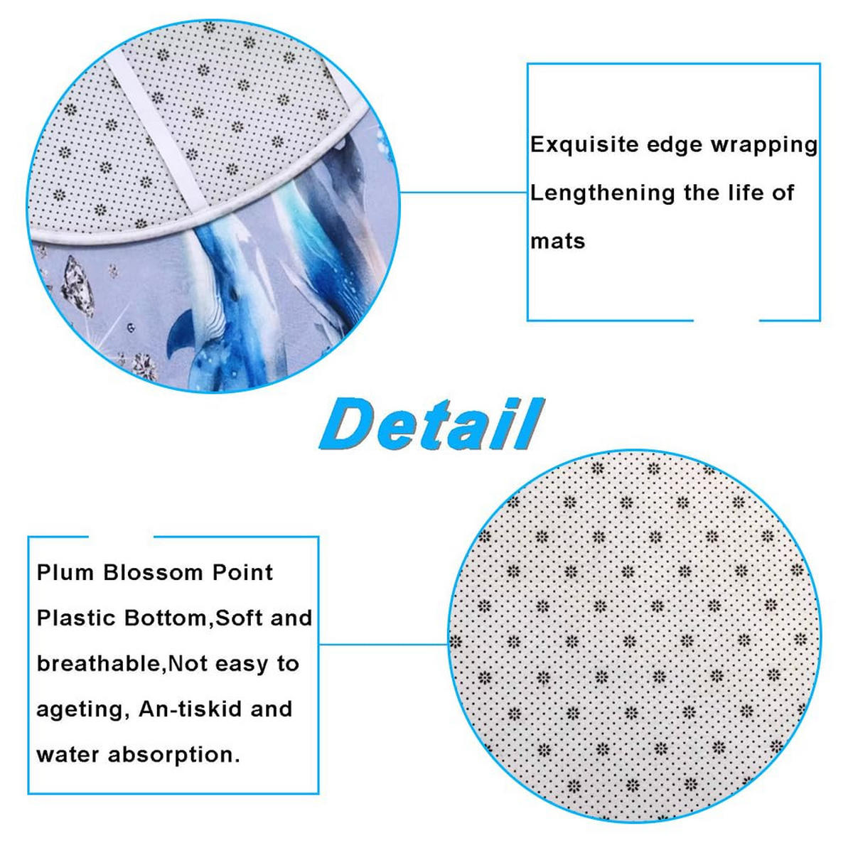 DUSCHVORHANG SET mit Matte Toilettendeckel und Badematte Haken maschinenwaschbar 180 x 180 cm - Blau, Textil (180/180cm) - MCBOSON