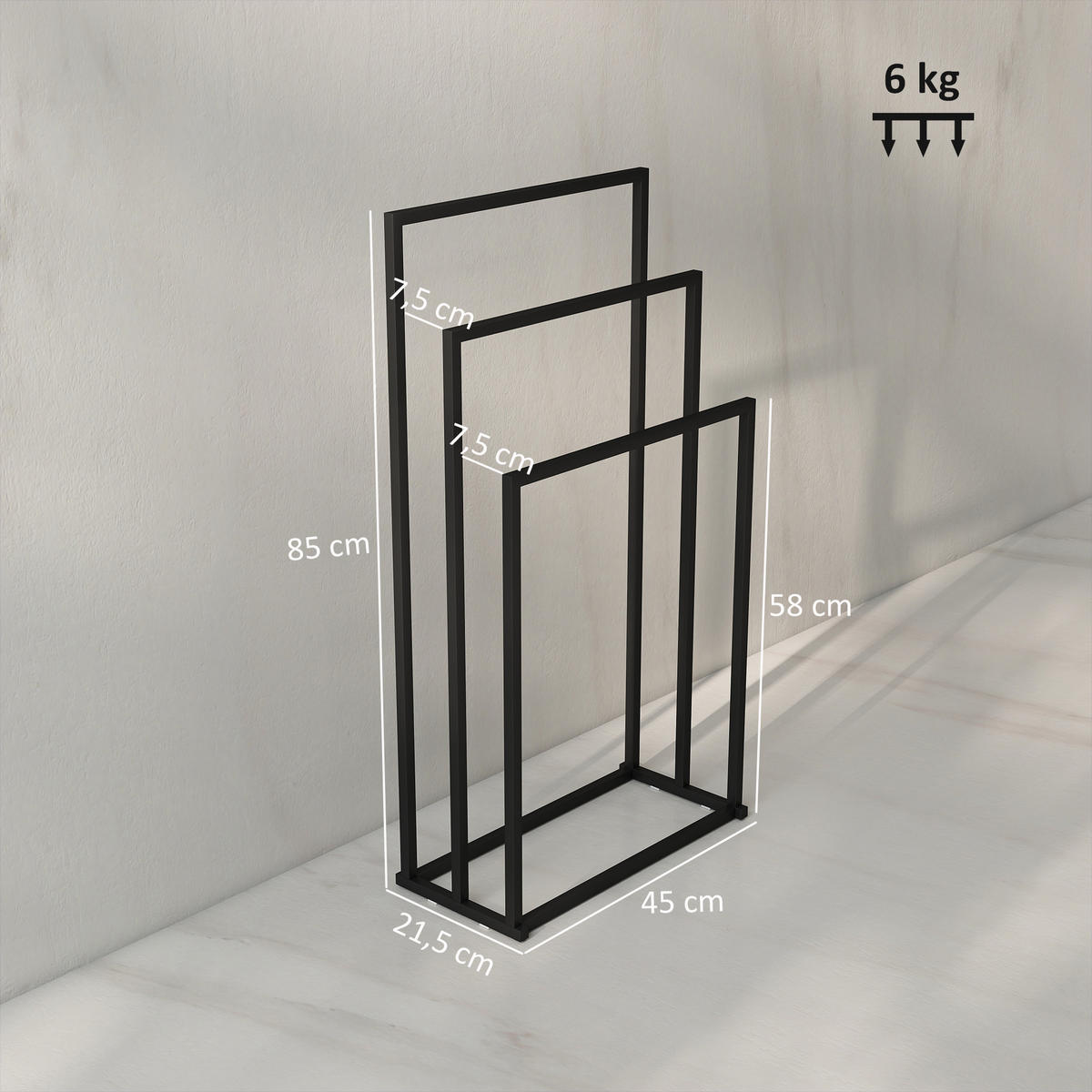 HANDTUCHHALTER Stahl Schwarz - Schwarz, Metall (21.5/85/45cm) - HOMCOM