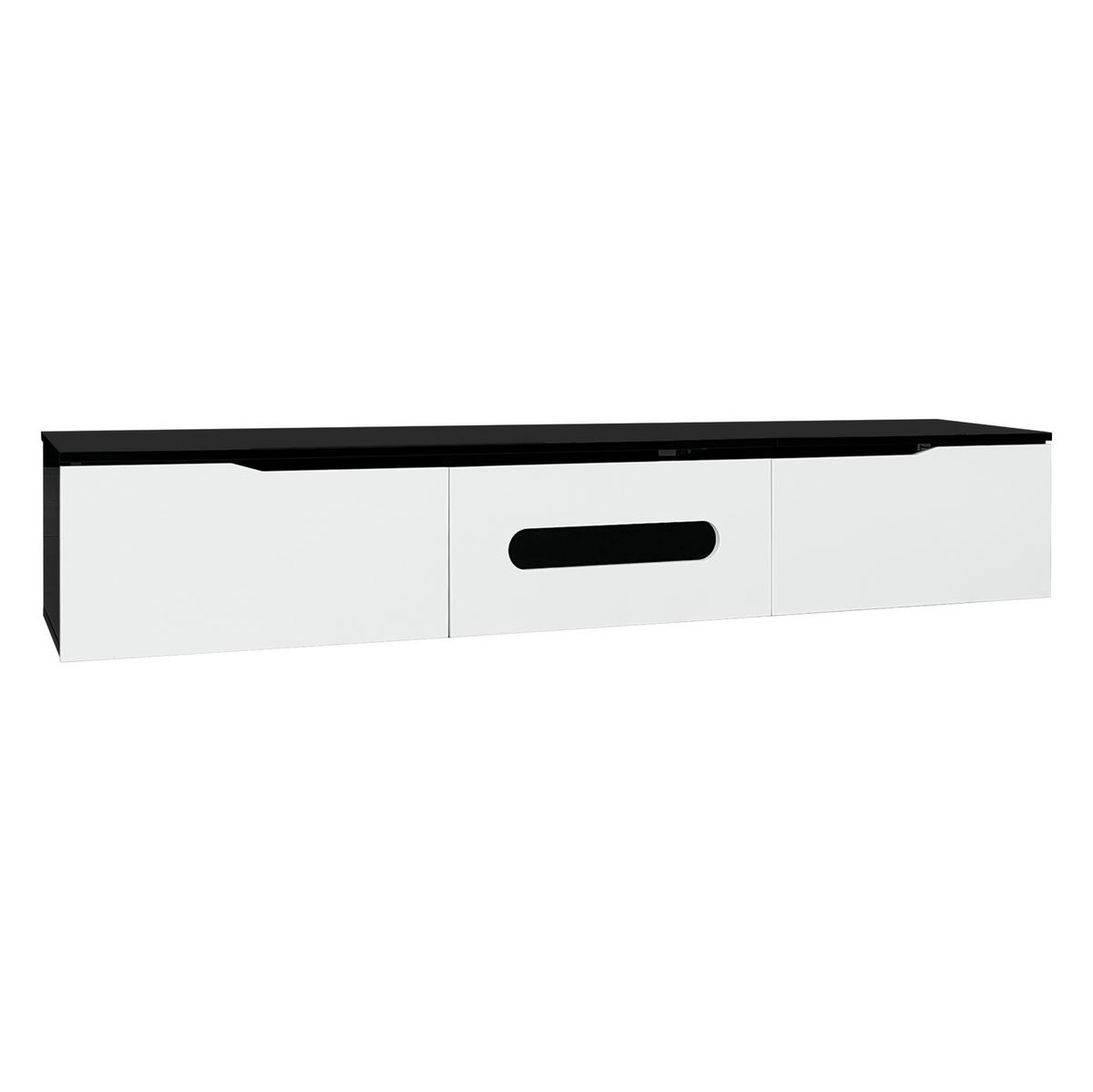 TV-LOWBOARD aus MDF und Spanplatte 180x35x30 cm Schwarz/Weiß mit LED-Beleuchtung und 3 Türen - Schwarz, Holzwerkstoff (180/30/35cm) - IVMEU