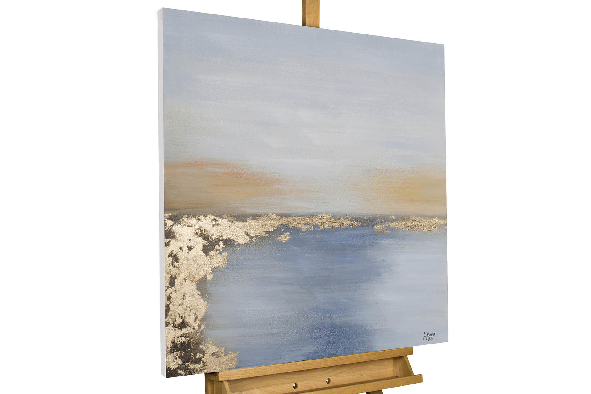 ACRYLBILD HANDGEMALT 80/80 cm - Blau, Holz/Textil (1.3/80cm) - KUNSTLOFT