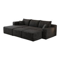 WOHNLANDSCHAFT Cord Schwarz ohne Montage - Schwarz, Textil (241/58/151cm) - WISHDOR