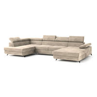 ROHOVÁ SEDAČKA RUBANO krémová - černá/krémová, kov/dřevo (339/190cm) - MASSENO