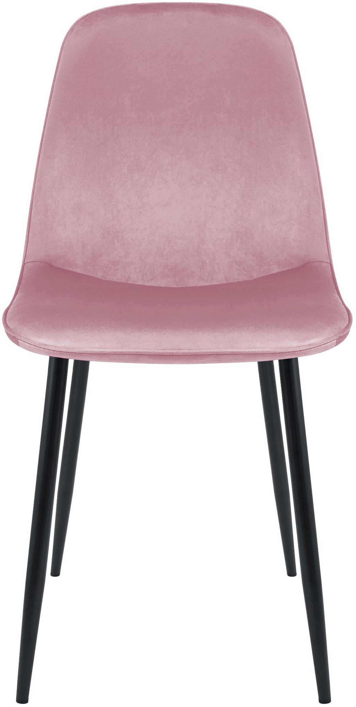 ESSZIMMERSTUHL 4er Set Samt Rosa - Schwarz/Rosa, Textil/Metall (45/88/54cm) - CLP