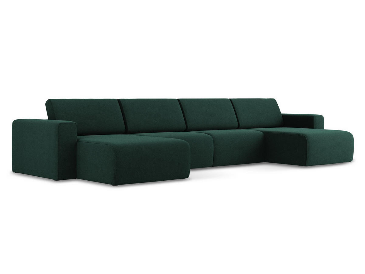 WOHNLANDSCHAFT Strukturstoff Stoff Grün - Dunkelgrün/Schwarz, Kunststoff/Textil (404/80/167cm) - Makamii