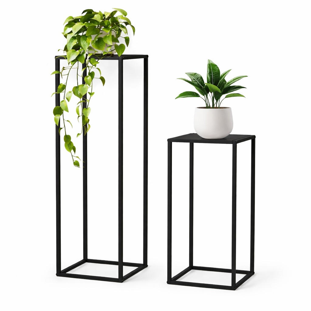BLUMENHOCKER 2er Set Metall Schwarz 80–100 cm - Schwarz, Metall (33/90/5cm) - DanDiBo