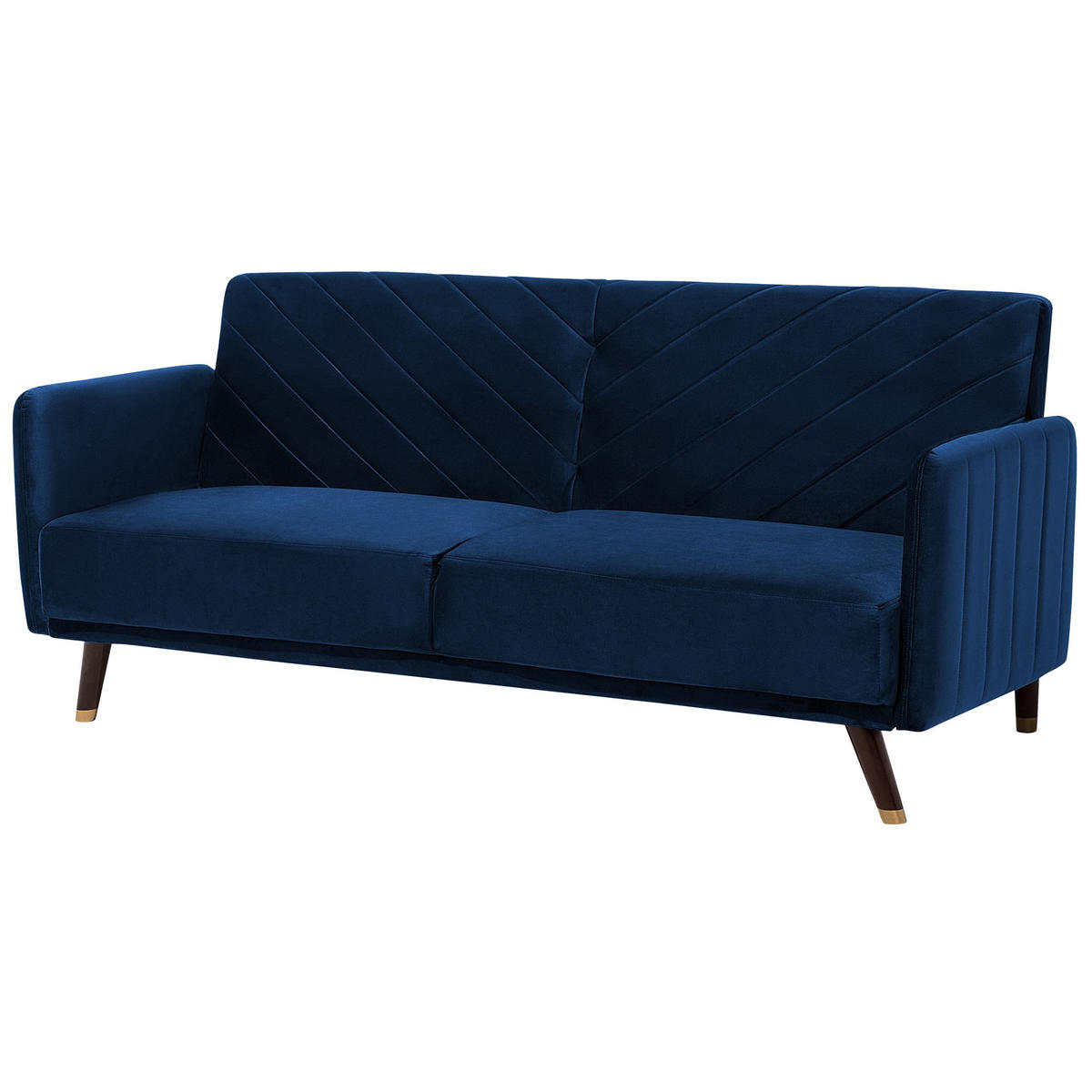 3-SITZER-SCHLAFSOFA Samtstoff Blau Senja - Hellblau, Textil (200/87/95cm) - Beliani