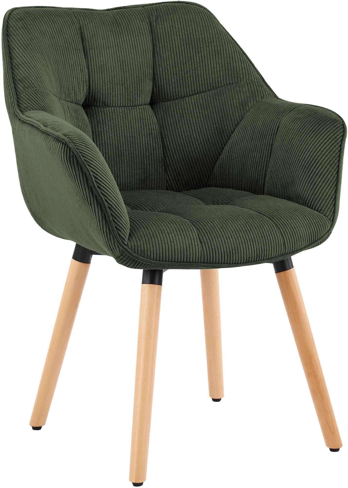 ARMLEHNENSTUHL Cord Grün - Grün, Holz/Textil (63/82/60cm) - CLP