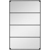 WANDSPIEGEL Schwarz 109/2/69 cm Sprossenfenster-Optik - Schwarz, Glas (109/69/2cm) - PANGIVO