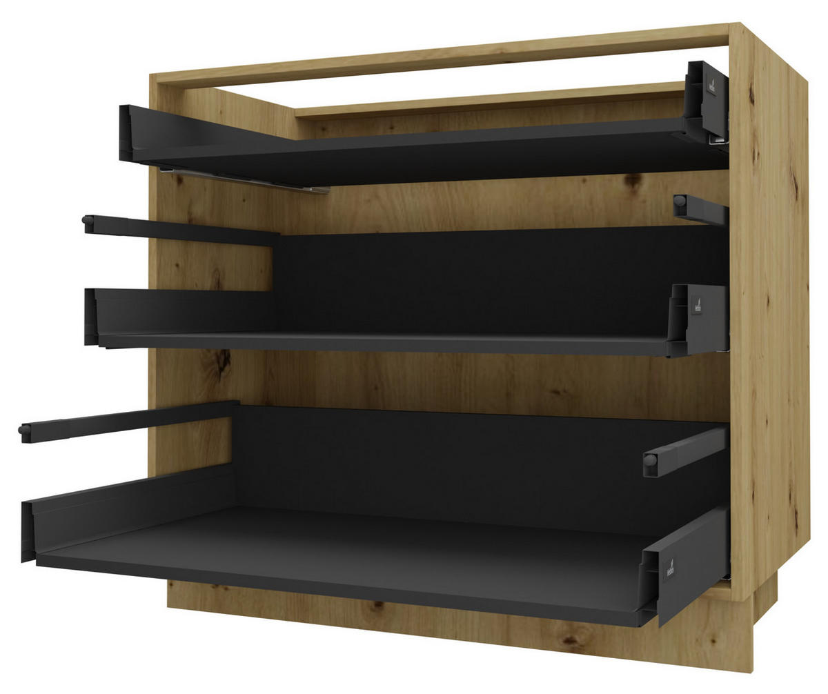 SCHUBLADENUNTERSCHRANK Kvantum D3A/90 90 / 50 / 82cm - Creme/Eiche Artisan, Holz/Holzwerkstoff (90/82/50cm) - Feldmann-Wohnen
