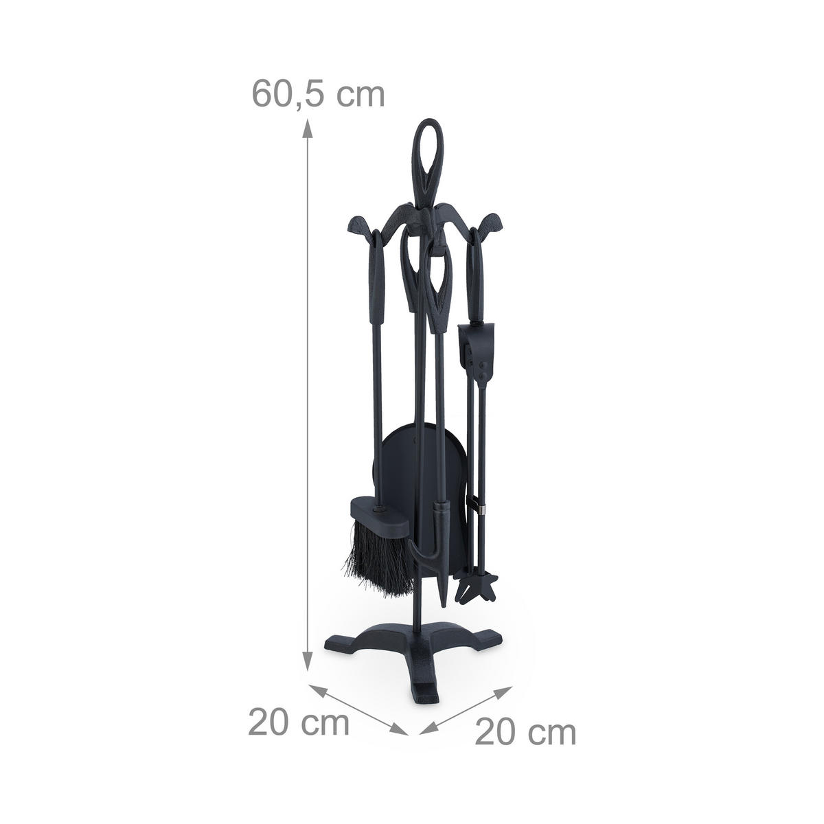 5-TLG.KAMINBESTECK-SET - Schwarz, Metall (20/60.5/20cm) - Relaxdays