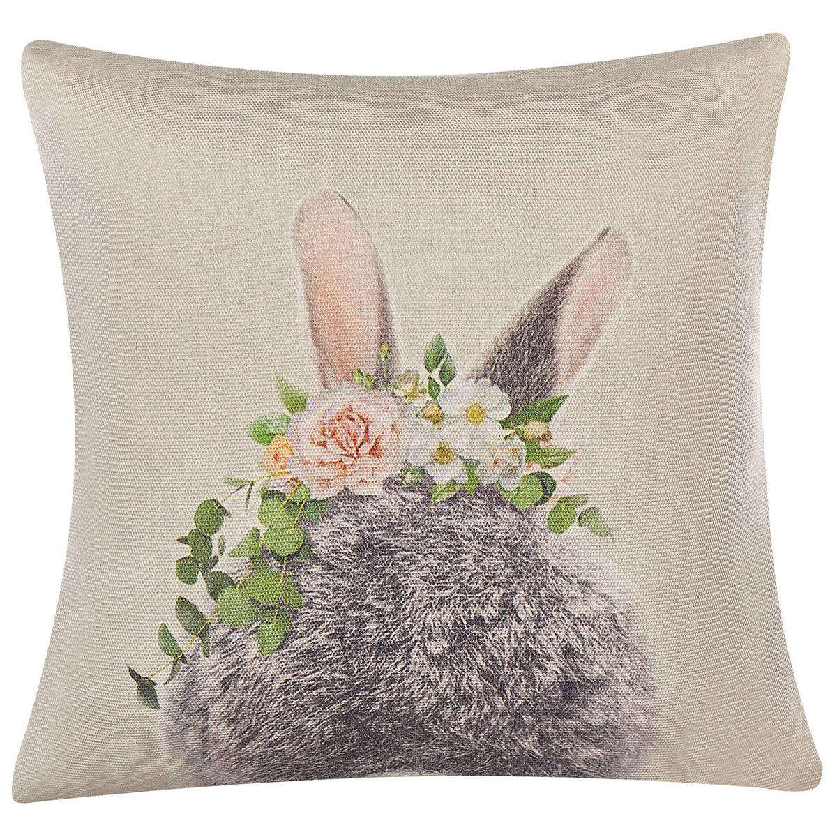 DEKOKISSEN 2er-Set Taupe 45/45 cm Fatsia - Graubraun, Naturmaterialien/Textil (45/45cm) - Beliani