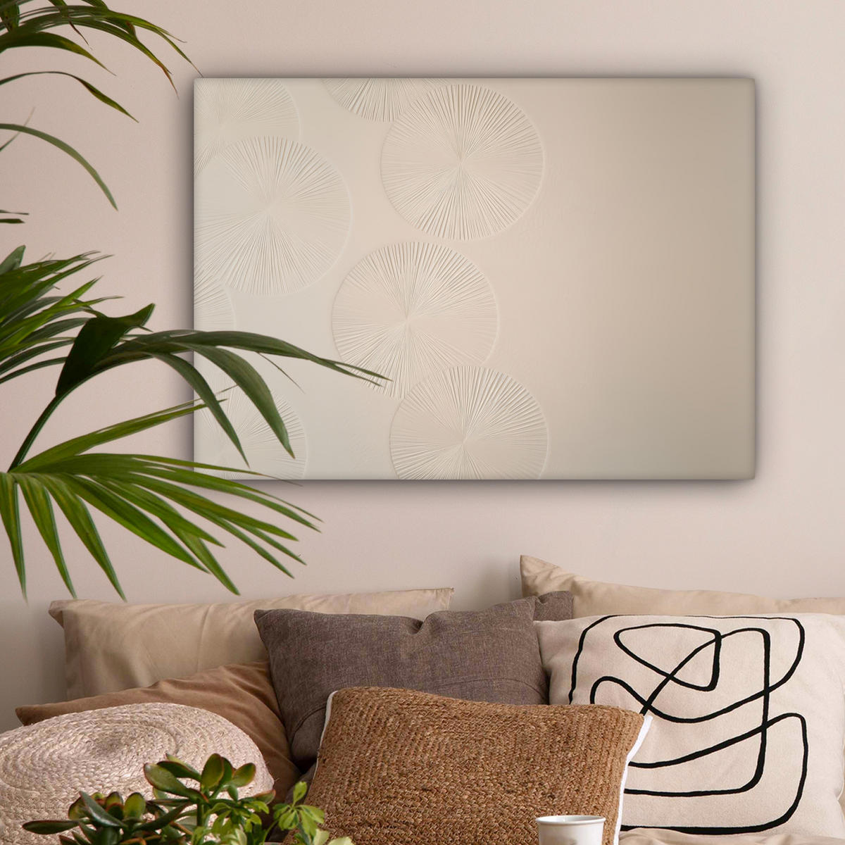 LEINWANDBILD Japandi - Beige - Modern Wandbilder 80x60 cm - Ecru, Textil (80/60cm) - MuchoWow