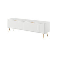 TV-LOWBOARD Flore 163 cm Weiß / Gold - mit geriffelten Fronten - 2 Türen - Gelb/Goldfarben, Holz/Holzwerkstoff (163/51/38cm) - Ravio