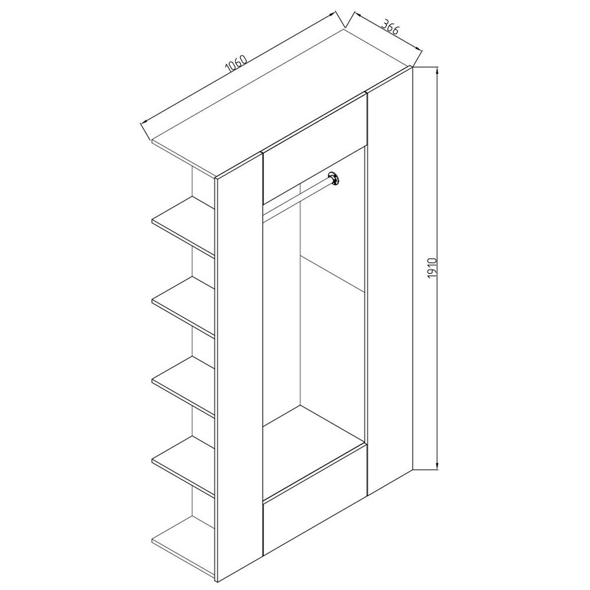 GARDEROBE Mats Weiß 36.6 x 191 cm - Weiß, Holzwerkstoff (36.6/191/106cm) - Vicco