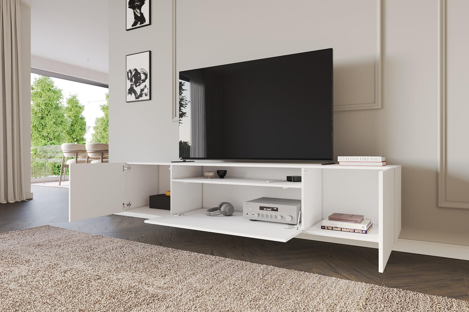 LOWBOARD ELIO-W 200x40x41 cm - Weiß - Weiß, Holzwerkstoff (200/40/41cm) - ALTDECOR