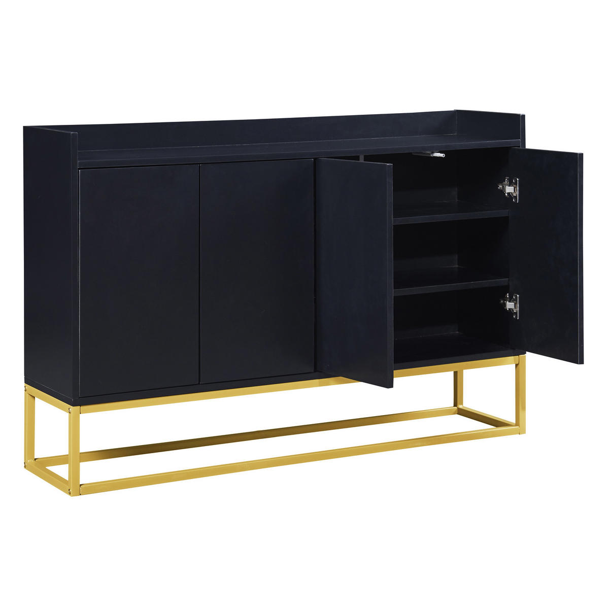SIDEBOARD aus Spanplatte 120x30x80 cm Schwarz mit 4 Türen, verstellbaren Einlegeböden und Push-to-open - Schwarz, Holzwerkstoff (120/80/30cm) - Modfu