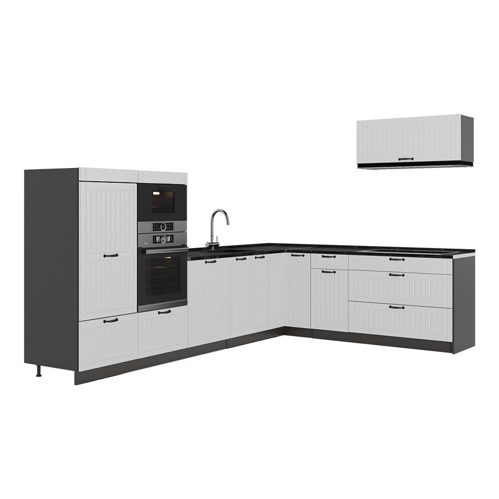 ECKKÜCHE Fame-Line, Weiß Landhaus/Anthrazit, 327 x 227 cm, AP Anthrazit - Anthrazit/Weiß, Holzwerkstoff (327/153.6/60cm) - Vicco