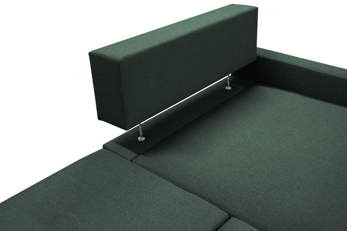 ECKSOFA Mit Schlaffunktion Und Bettzeugablage LUBEKA Stoff Faro Grün Rechts - Grün, Holz (224/147cm) - Kaiser Möbel
