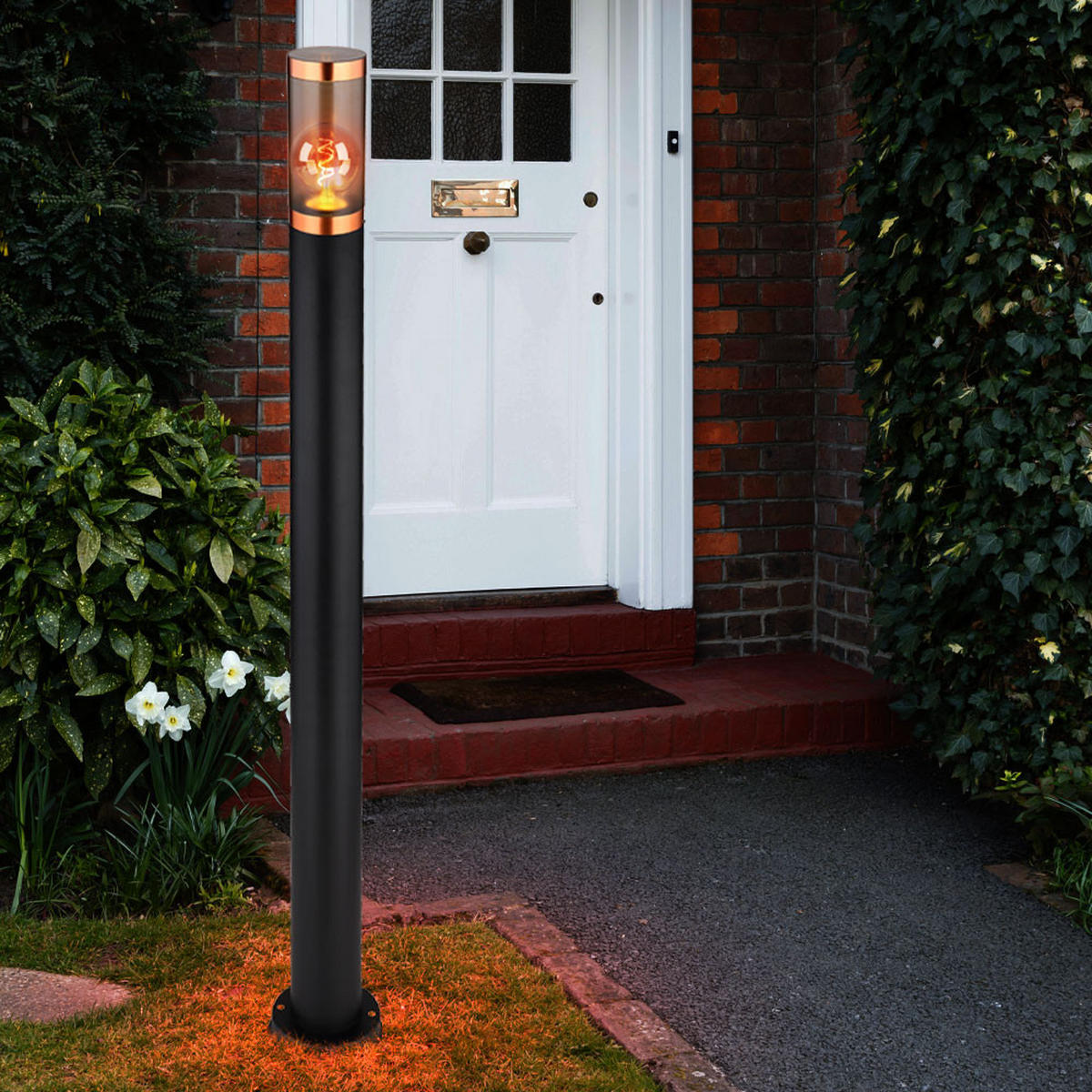 LED AUSSENLEUCHTE BOSTON Schwarz Edelstahl - Schwarz, Kunststoff (12.7/12.7/110cm) - Globo Lighting