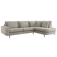 ROHOVÁ SEDAČKA CALENO L - Světle šedá hladký senil - Levá Strana - černá/světle šedá, kov/textil (317/225cm) - MKS